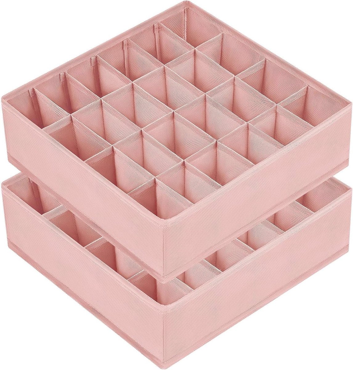 Kast laden organizer - 48 vakken (2x24), set van 2 ondergoed sokken organizer, opvouwbaar opbergsysteem kledingkast, opbergdozen kleding, voor drager, stropdassen, roze