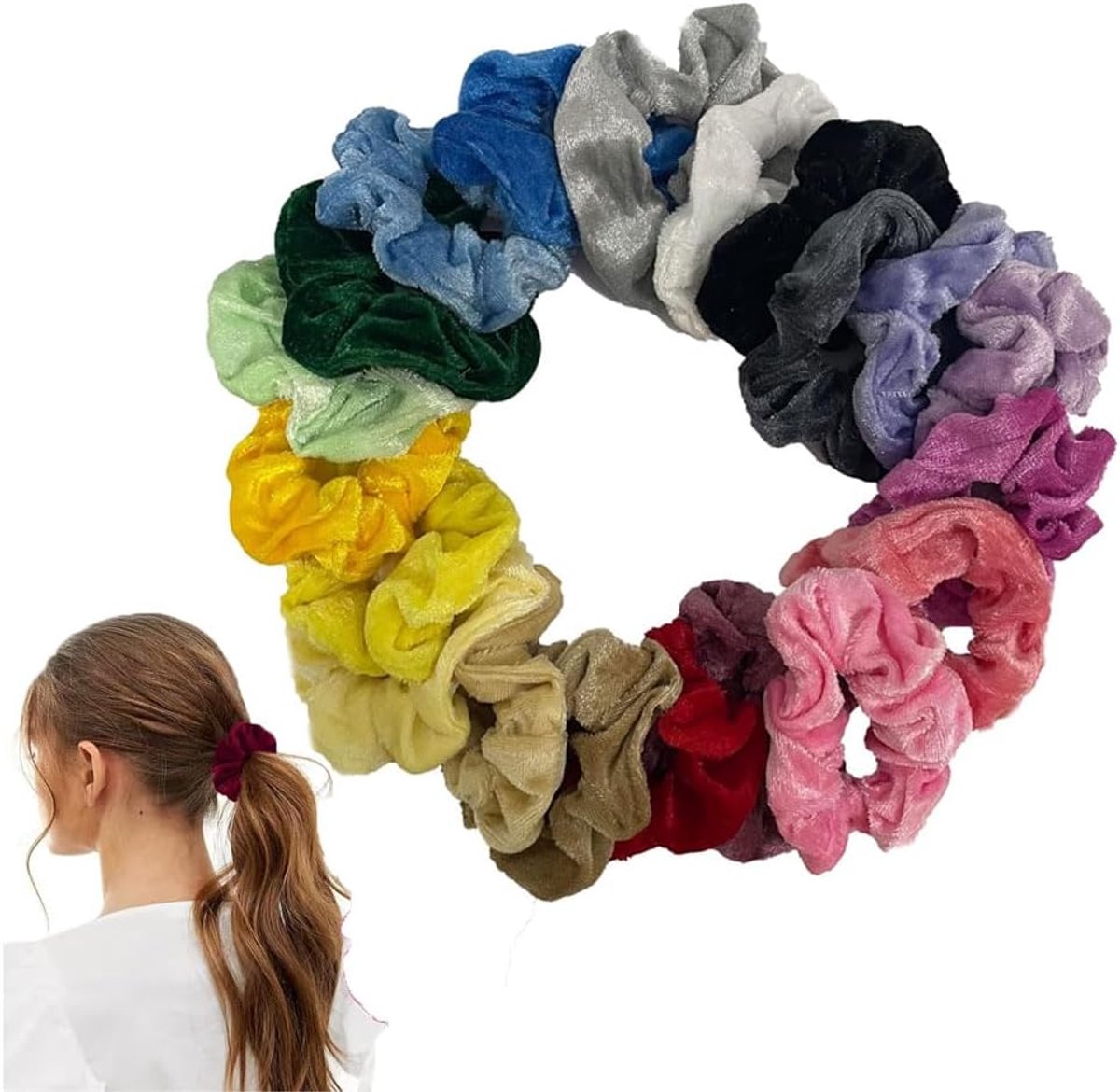 haarelastiekjes, 20 stuks, premium fluwelen haarelastiekjes, kleurrijk, zacht, elastisch, scrunchies, haarbanden voor vrouwen, meisjes, haaraccessoires