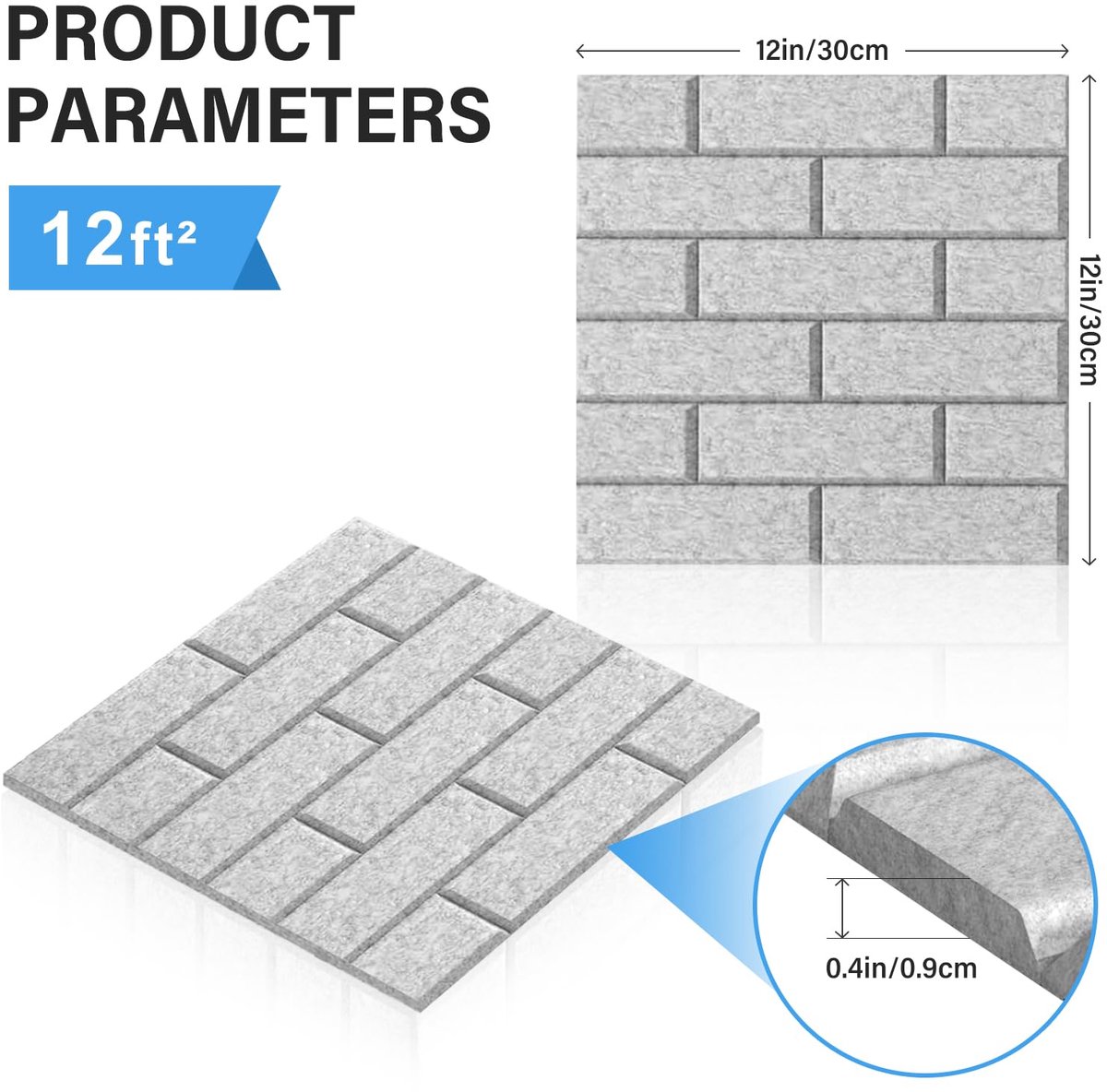 SnelShoppen - Akoestische Schuimpanelen, 12 Stuks Zelfklevend, Ruisonderdrukking, Geluidsisolatie voor Opnamestudio en Kantoor, 30 x 30 x 0,9 cm