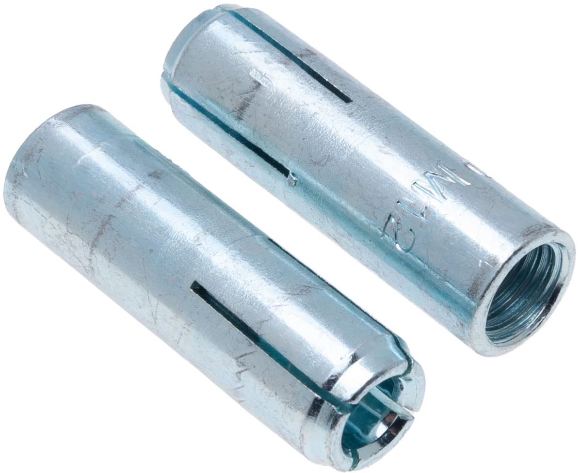 16 inslagankers, gekarteld stalen expansieanker met interne schroefdraad, 16 mm x 65 mm bouthuls, plug, machinebout wedge anchor voor beton, steen, bakstenen muur (10 stuk)