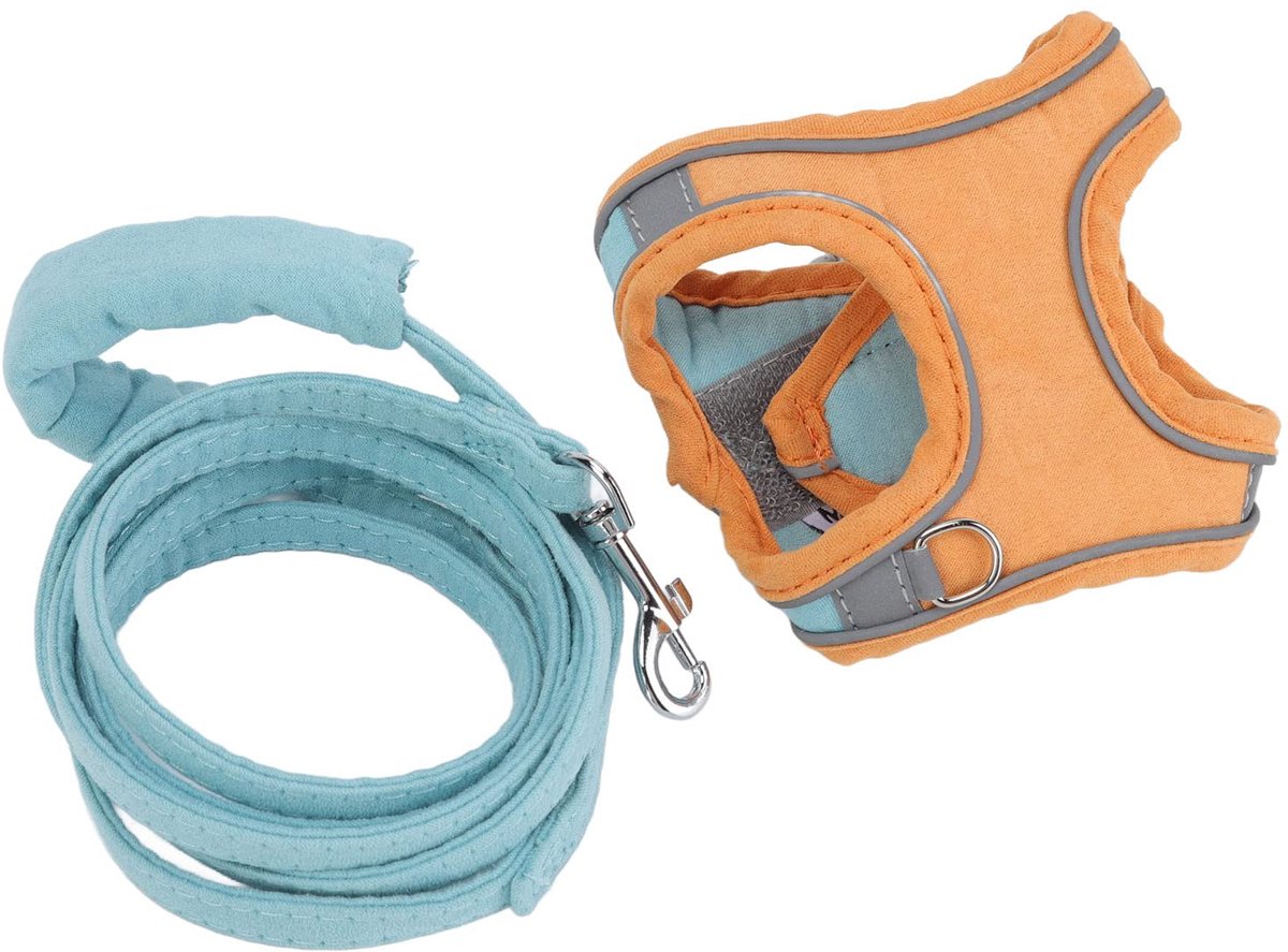 Kattentuig en Riem, Kitten Harnas en Riem Set Kattenriem en Harnas Kitten Vest Harnassen voor Wandelen met Riem voor Katten Puppy Klein Huisdier Reizen Wandelen (L)