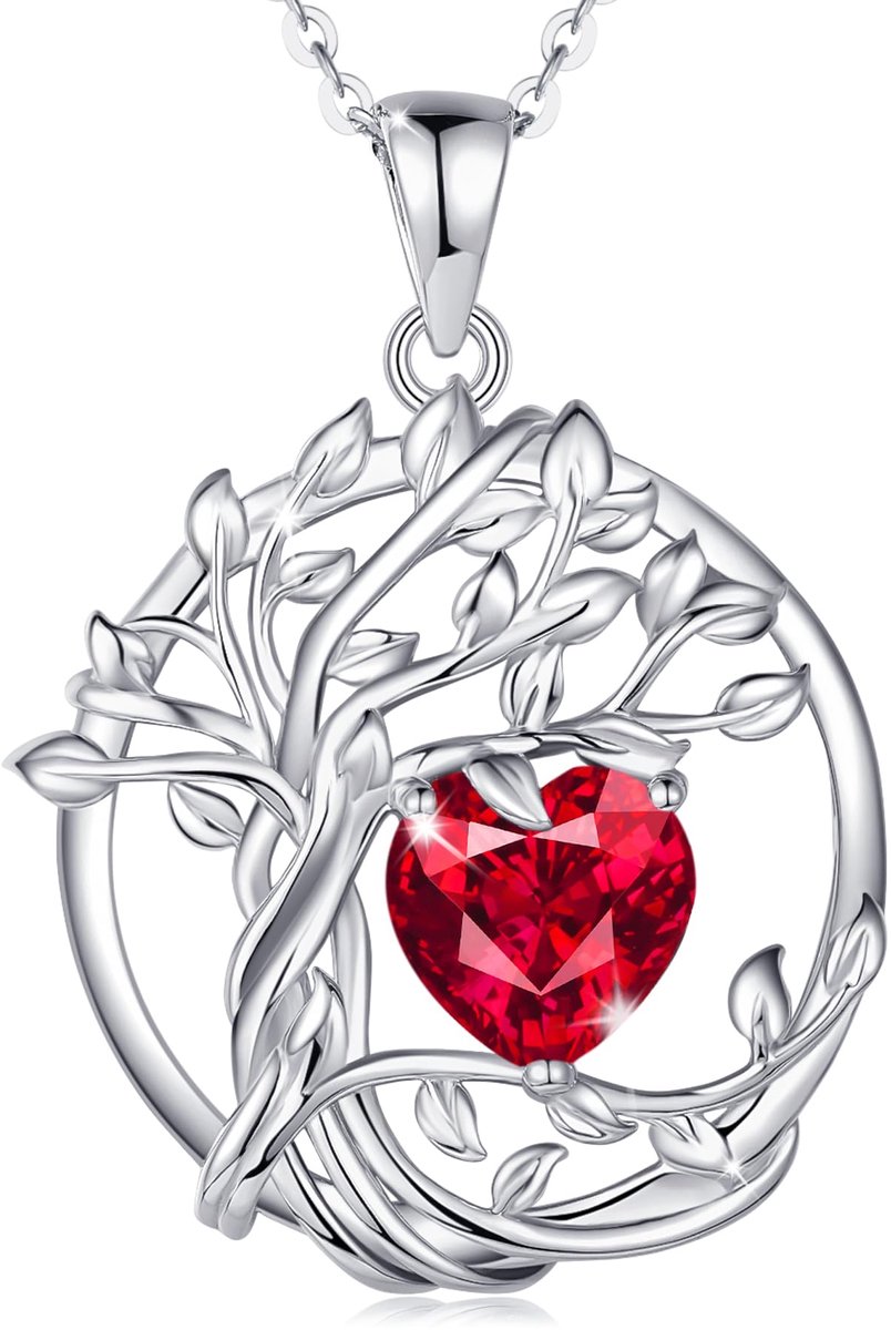 Tree of Life levensboom geboortesteen halsketting sterling zilver hanger geboortesteen ketting edelsteen verjaardag sieraden Kerstmis geschenken voor dames moeder vrouw