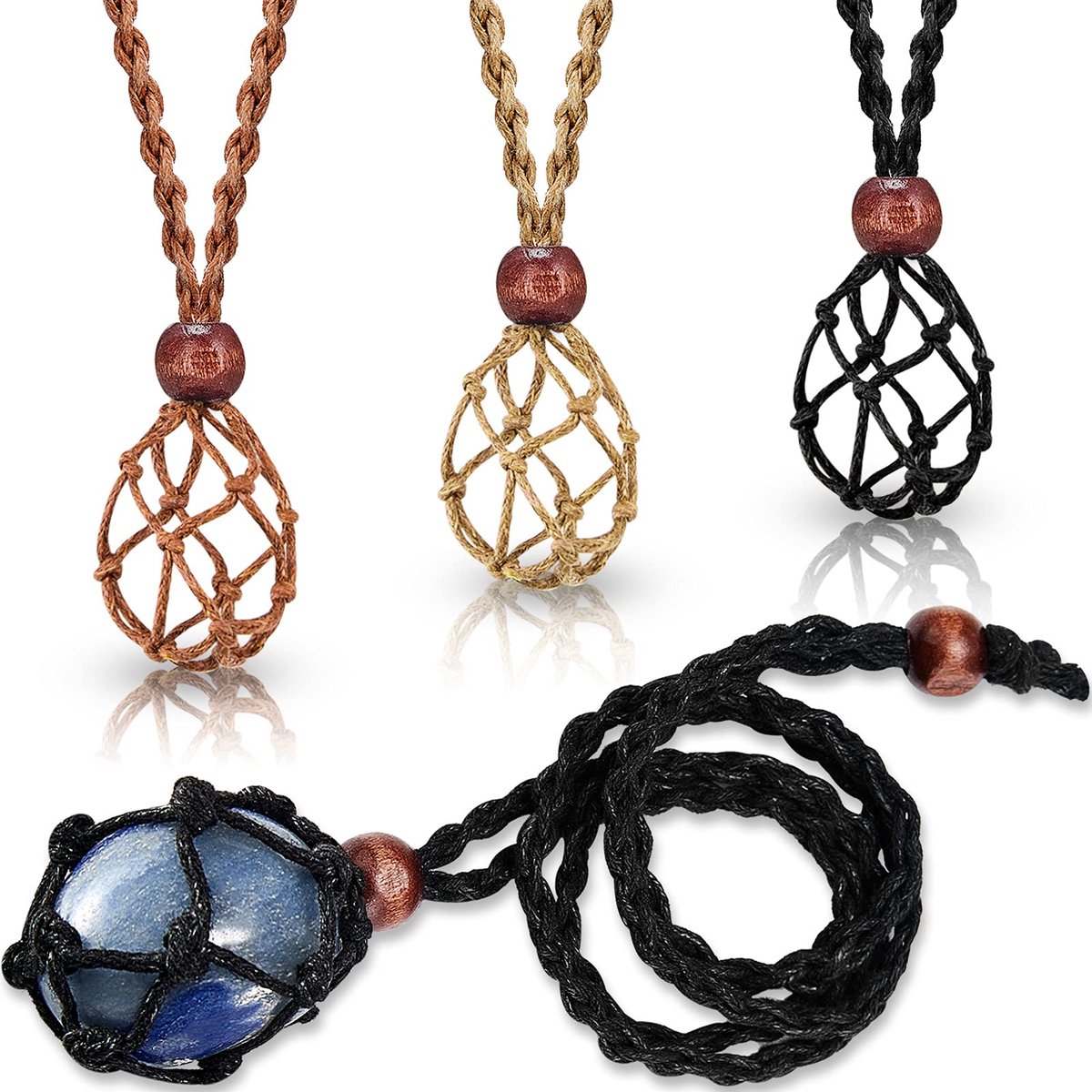 Ketting Koord Lege Steen Houder Kristal Ketting Houder Hangende Quartz Ruwe Steen Ketting Koord Verstelbaar Touw Voor Indiase Amulet Hanger Ketting Sieraden Maken