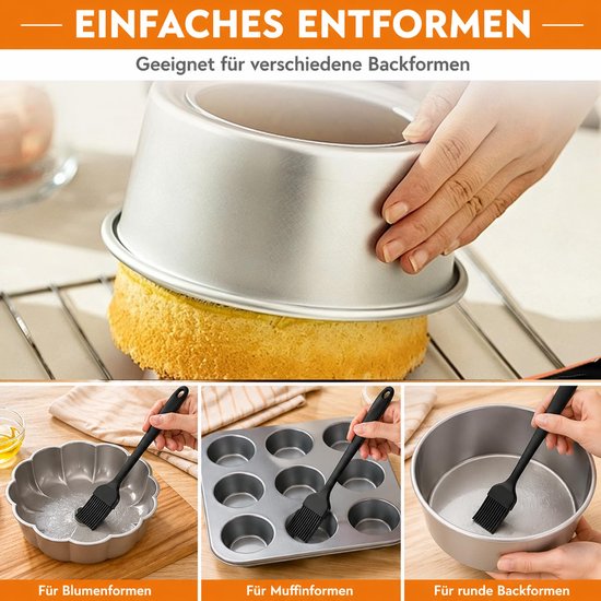 Keukenborstels - 4 BPA-vrije siliconen bakborstels voor het aanbrengen van olie, sauzen en marinades, geschikt voor bakken, grillen, patisserie en dagelijks koken, in 2 maten — afbeelding 2