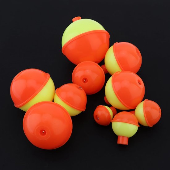 Dobbers drijvers, drukknop ronde boei, klikbare ronde drijvers, oranje/geel verschillende maten voor visgerei accessoires — afbeelding 4