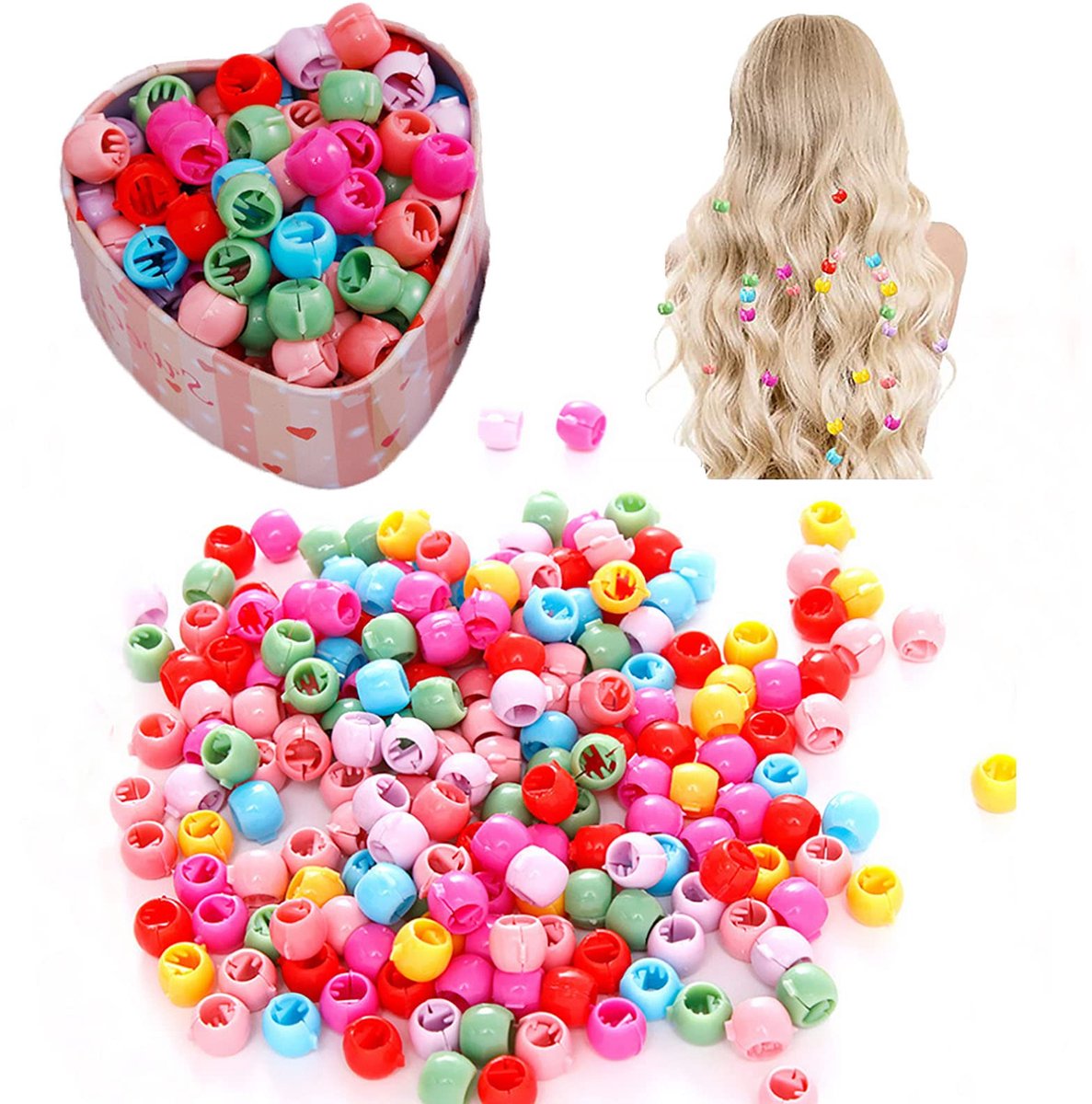 Haarklemmen, kleine haarclips, kleurrijke parels, haarspelden, kunststof regenboogclip, kleine haargrijper, meerkleurige haarparels, clip, haaraccessoires voor meisjes en vrouwen