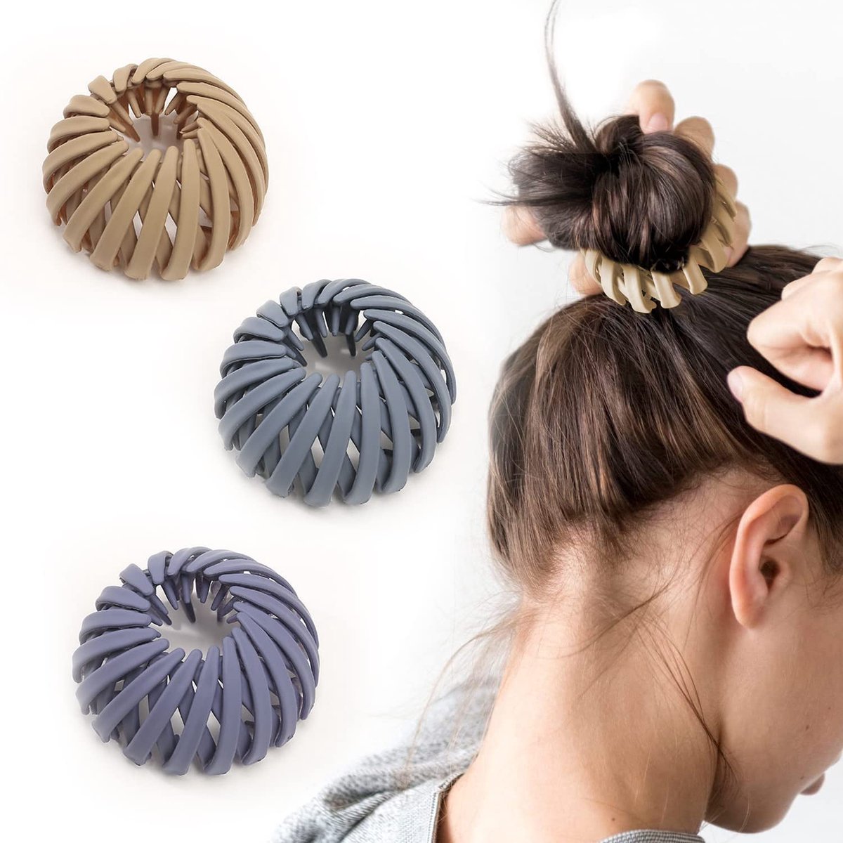 3 stuks haarspelden voor dames, vintage, vogelnest, haarspelden, grote haarspeld, haarspeld, haaraccessoires voor meisjes en vrouwen, eenkleurig