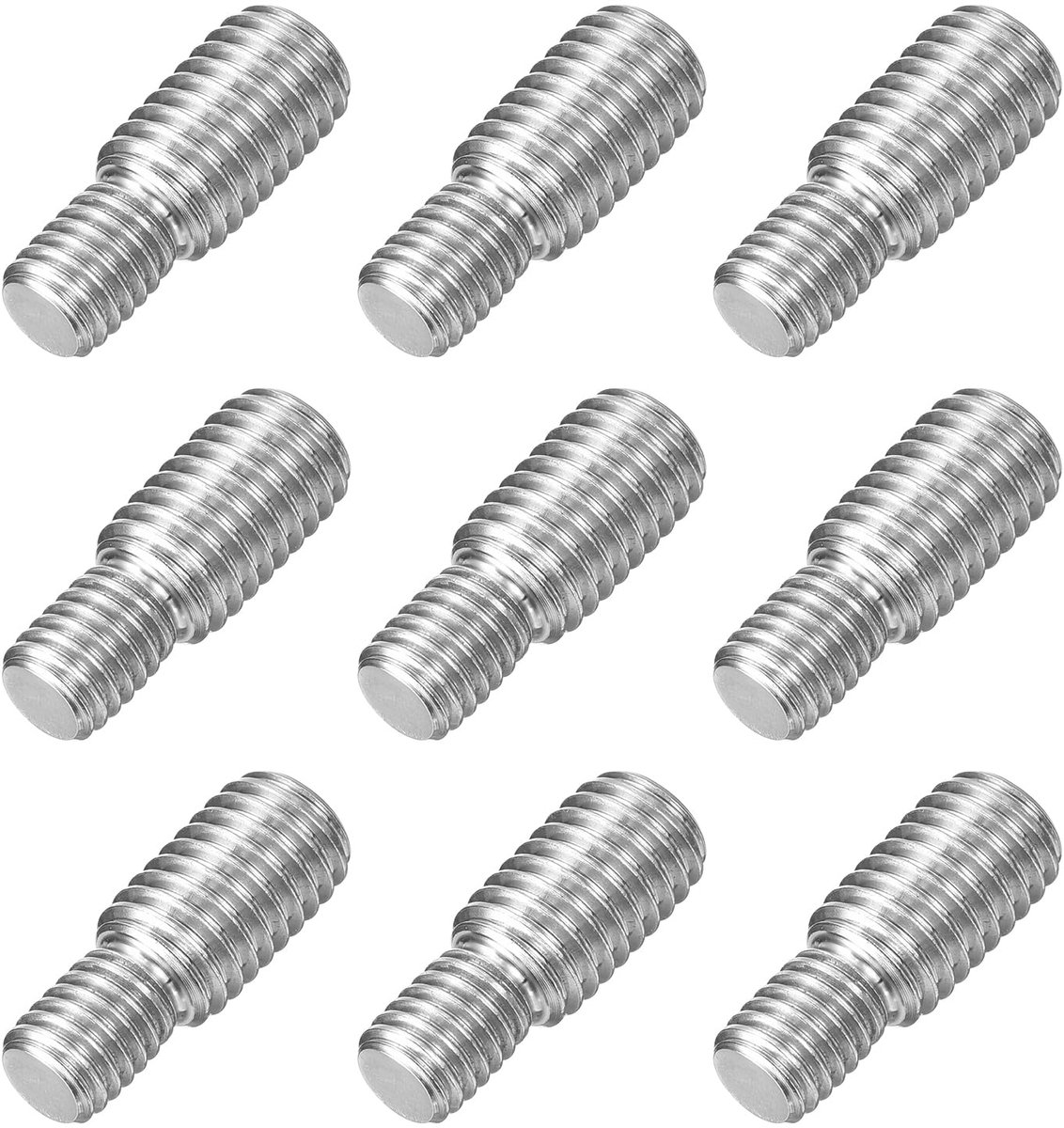 M8x10mm tot M10x15mm dubbele kop draadeindbouten, dubbelzijdige draadstangen schroef 9 stuks 304 roestvrij staal draadadapter reduceerschroef voor meubelhardware
