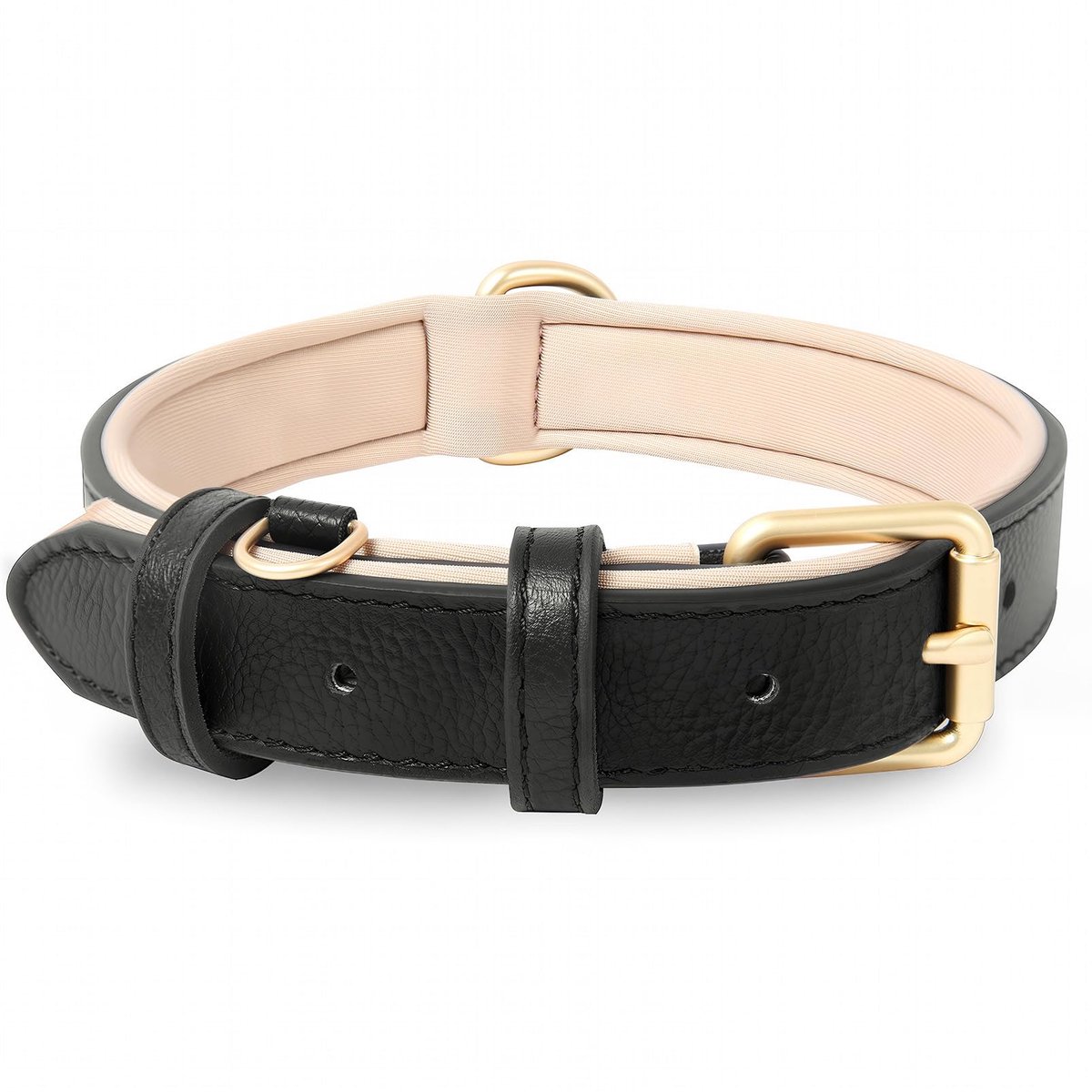Halsband voor Klein Honden Ademend Gevoerd met D-ring, Verstelbare Klassieke Hondenhalsband, Zwart,S