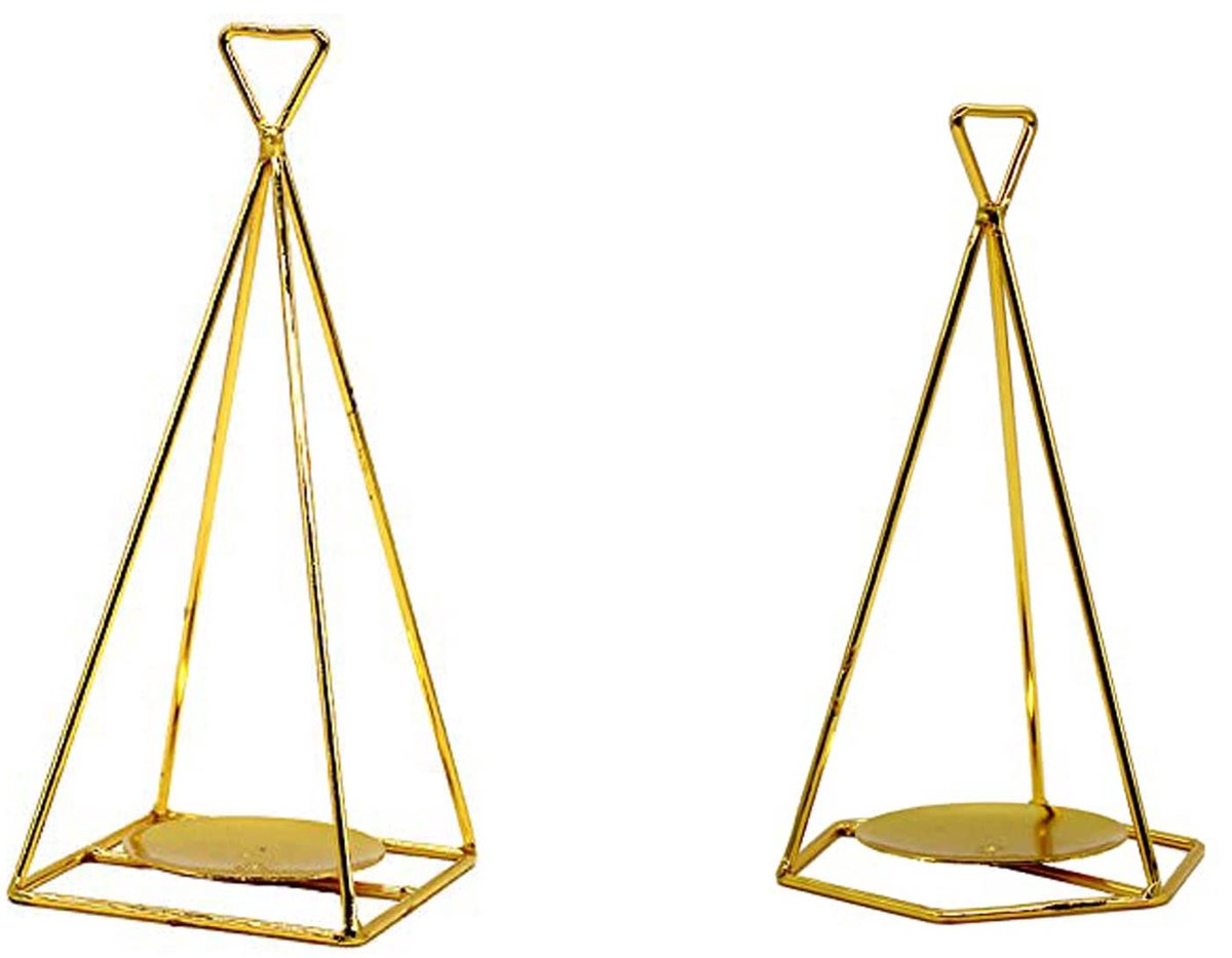Kandelaar, 2 stuks, mix/geometrische lange vorm, 4,3 inch/moderne decoratieve staande kaarsenhouder/gebruikt voor ceremonie, bruiloft, feest
