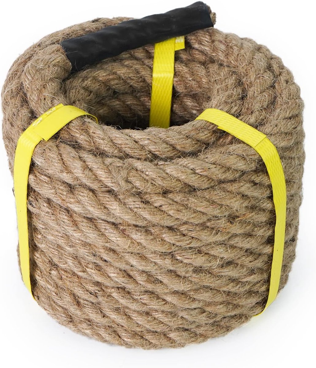 30M Jute Touw - 16mm Dik Gedraaid Hennep Touw voor Touwtrekken Dek-touw Hekwerk Tuin