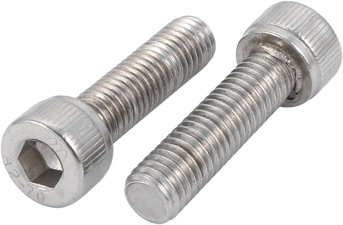 sourcing map Cilinderkopschroeven, binnenzeskant, M8 x 30 mm, 304, roestvrij staal, linkse schroefdraad, 2 stuks