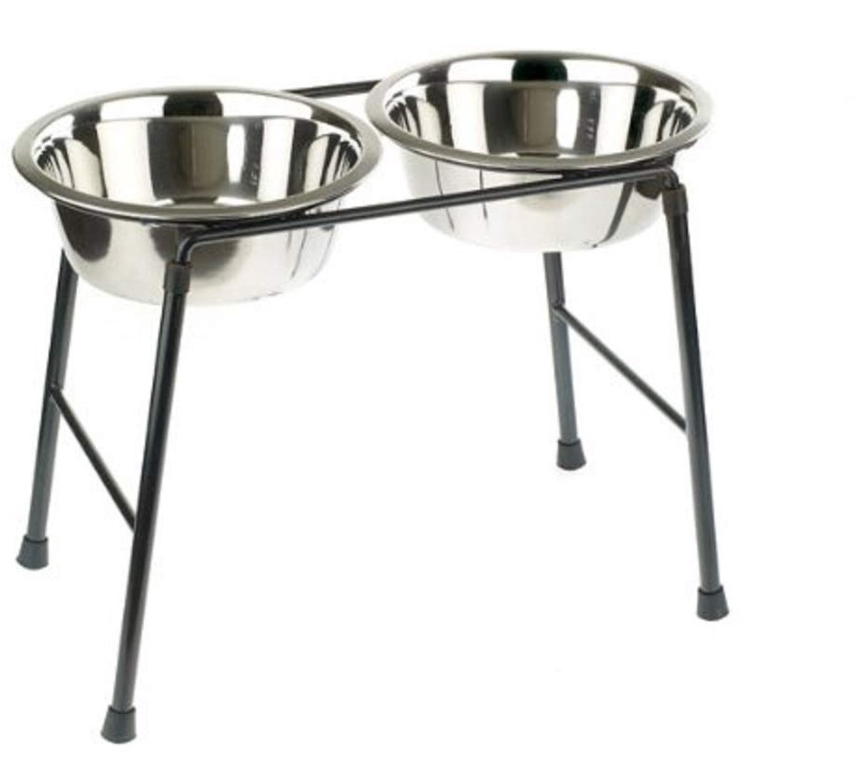 SnelShoppen - Dubbele feeder hoge standaard 300 mm met 2 x 1600 ml roestvrijstalen schalen - Voerstation voor honden en katten, ideaal voor binnen en