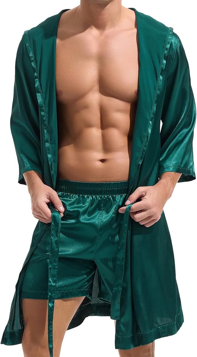 Coulee Satijnen badjas voor heren, lichte nachtkleding, pyjama voor mannen
