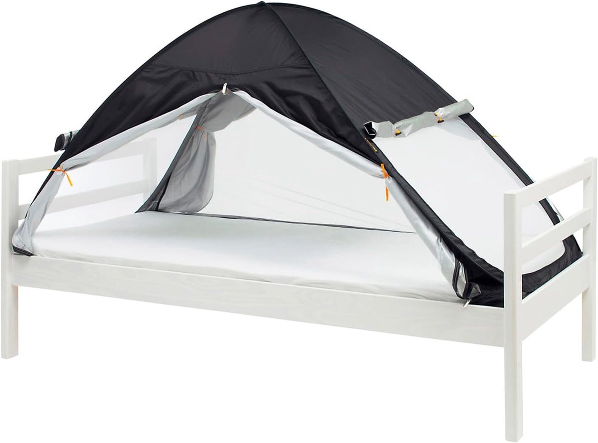 Bedtent pop-up - klamboe tweepersoonsbed - muggentent pop-up - insectenbescherming bed - opvouwbaar en lichtgewicht - 200 x 90 x 110 cm - muggennet bed & muggennet reizen met draagtas zwart