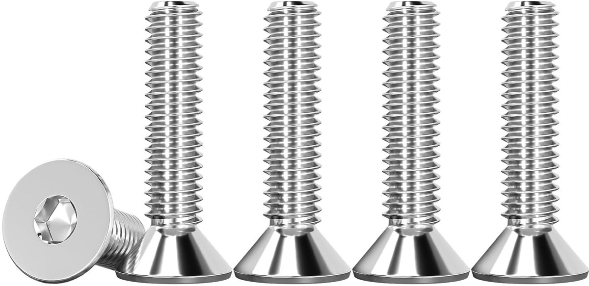 50 stuks M4 schroeven roestvrij staal V2A schroeven met verzonken kop volledige schroefdraad stopcontacten schroeven DIN 7991 / ISO 10642 machineschroeven M4 X 20 mm