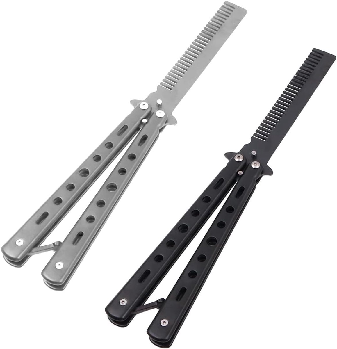 2Pcs Vlinder Kam Opvouwbare Pocket Kam Rvs Lente Kam Vouwen Praktijk Training Vlinder Stijl Kam Handgereedschap