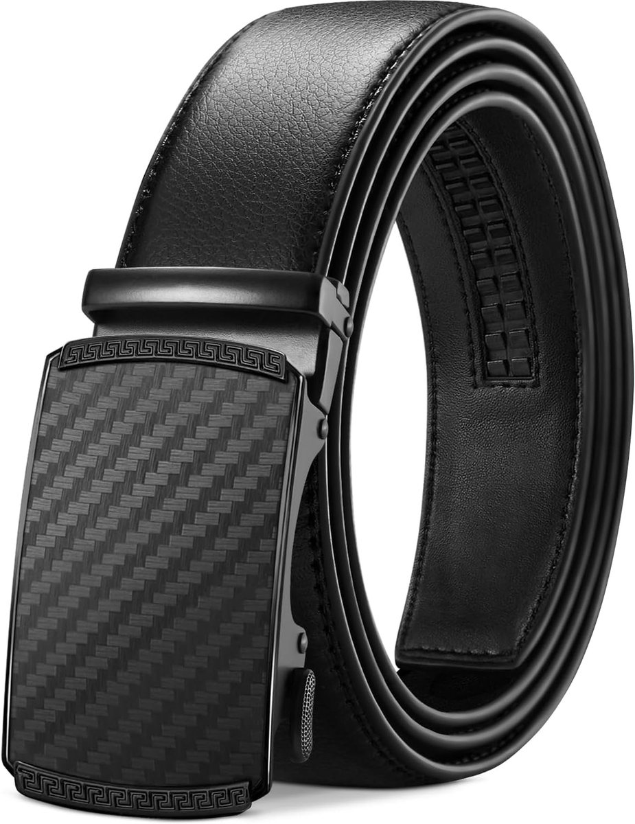 lederen herenriem, riem met automatische gesp, ratelriemen, 35 mm breed Verstelbare maat voor formele broeken Jurkkostuum 115-145 cm
