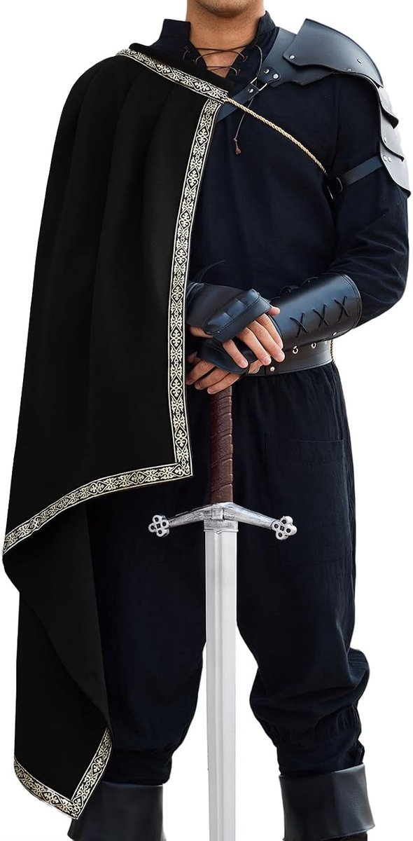 Renaissance kostuum heren middeleeuws tuniek Viking vest cape Halloween carnaval cosplay bovenstuk vintage jas met capuchon