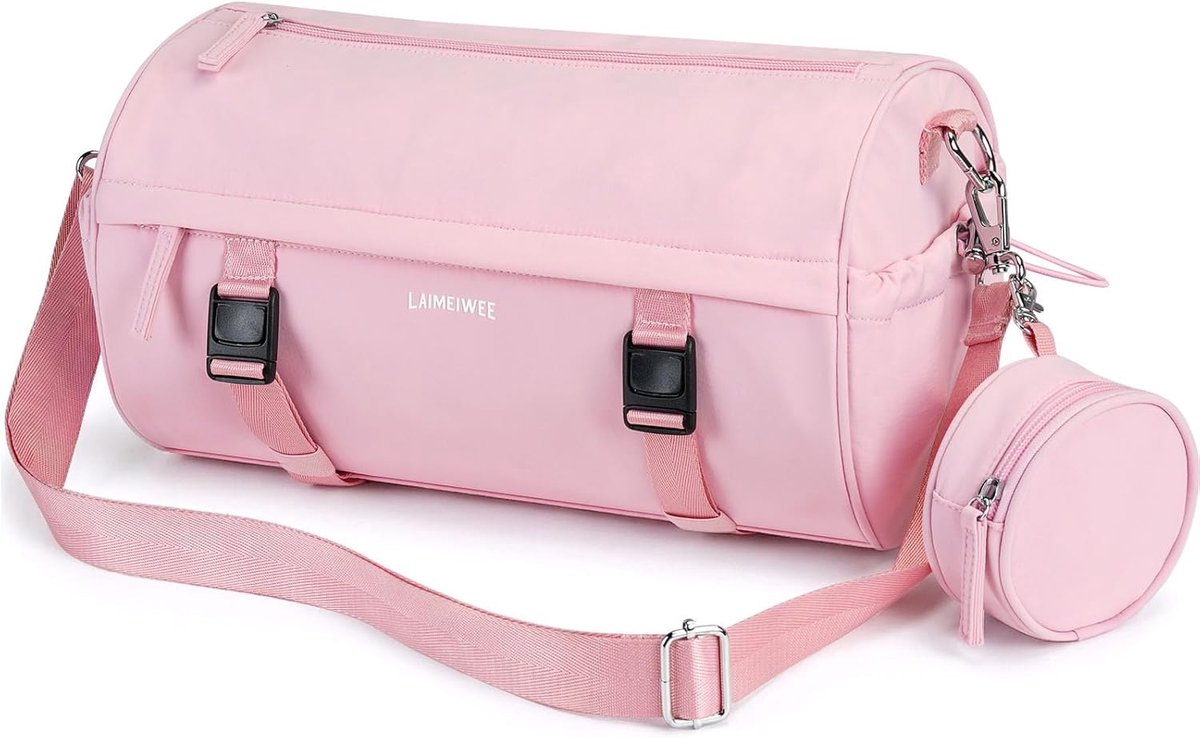 SnelShoppen - Kleine sporttas 15 liter voor dames en heren, waterdichte trainingstas met nat vak en yogamatriem, compacte duffle bag voor gym, yoga, r