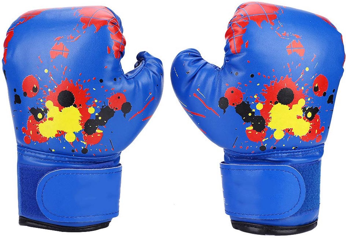 SnelShoppen - Bokshandschoenen PU Lederen Trainingshandschoenen voor Kinderen - Blauw - Ideaal voor Jongens en Meisjes, Perfect voor Bokszak Training