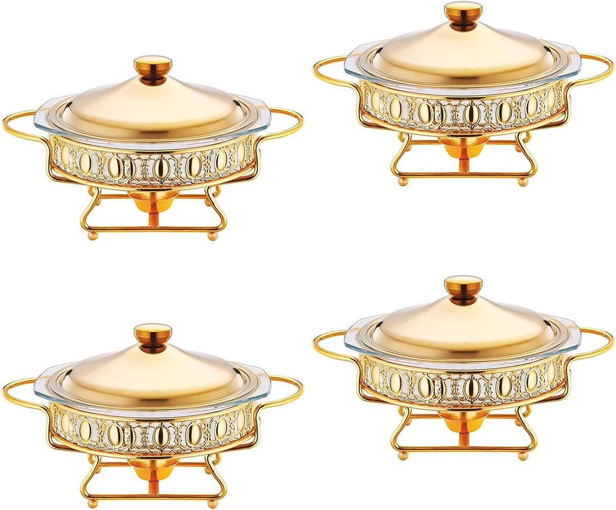Chafing Dish Set - Buffet warmer Serveerschaal - Feesten organiseren - Gouden plating - 2L capaciteit - Goud