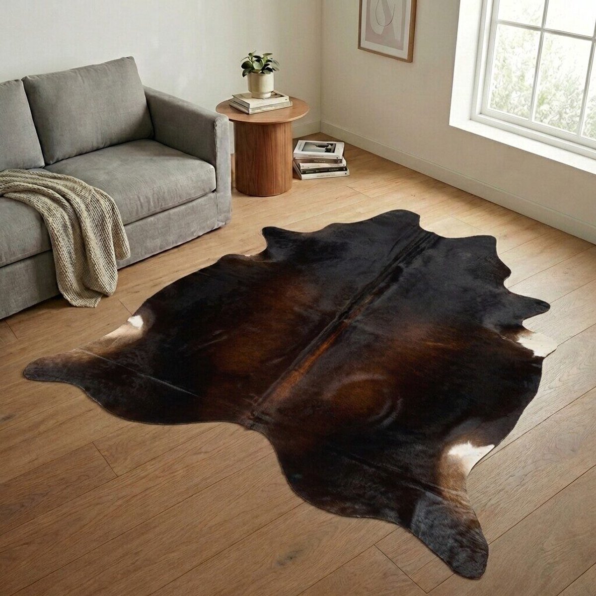 Koeienhuid Vloerkleed XXL (Extra Groot) - Effen-solid - 244 x 228 cm - Koeienkleed / Koeienvel / Dierenvel / Dierenhuid / Koehuid Tapijt