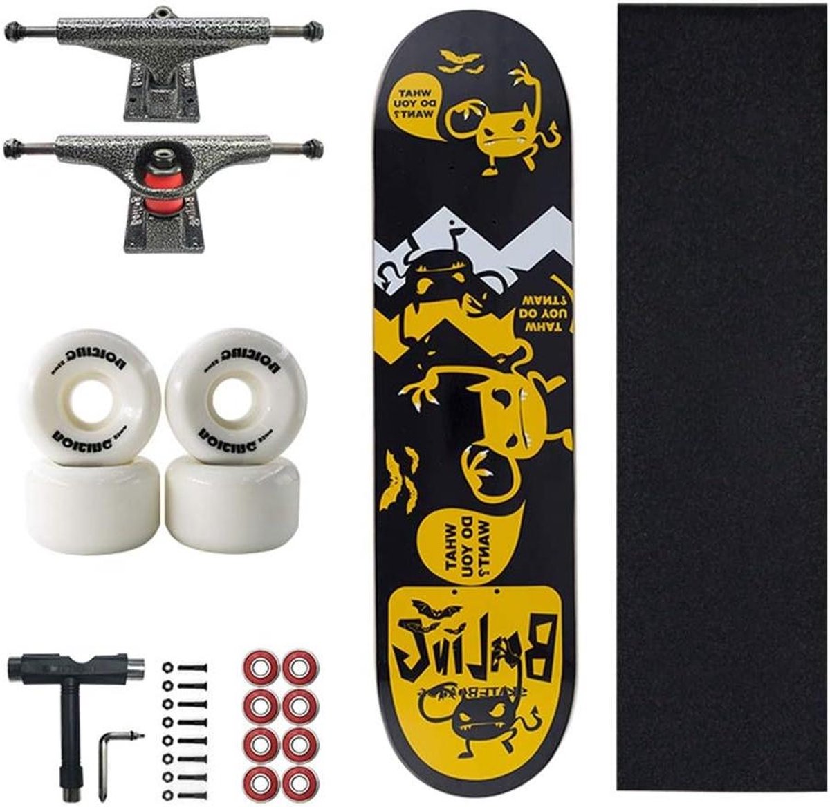 Compleet Skateboard Longboard Cruiser Straat Cruisen 7-laags Esdoorn Dek 80×19 cm Gekleurd Patroon