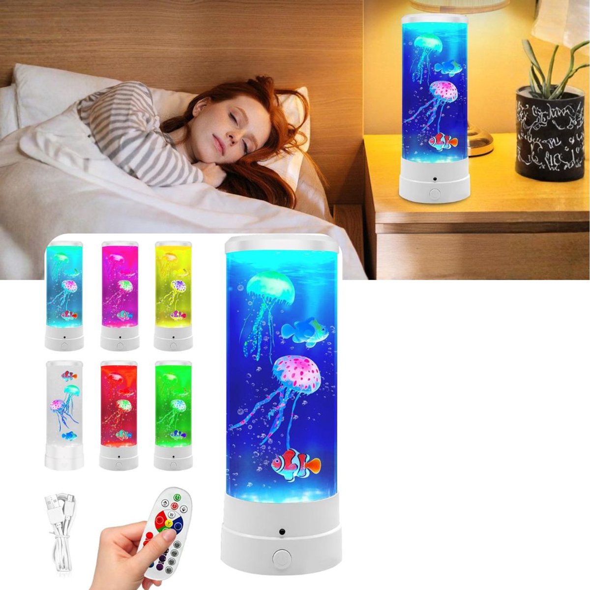 Zavio® Kwallen Lamp - Jellyfish Lavalamp - Nachtlampje