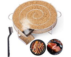 SSTRWGOOD 2 Stuks Rokerskasten - Cold Smoke Generator - Roestvrijstalen Rookkast met Spiraalstructuur en Gaasoppervlak - Geschikt voor Vis Vlees en Kaas - Incl. Reinigingsborstel - 19x19x5cm
