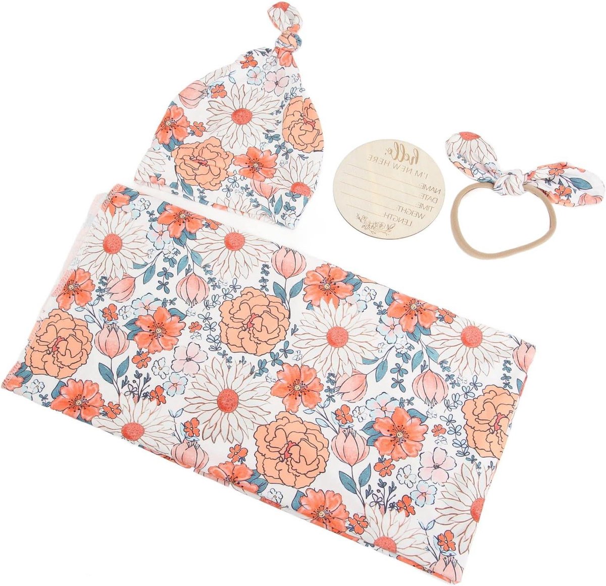 Pasgeboren Babydeken - Omslagdoek Baby - Baby Comfort - Zacht Ademend Materiaal - 16 x 15 cm - Bloemenprint