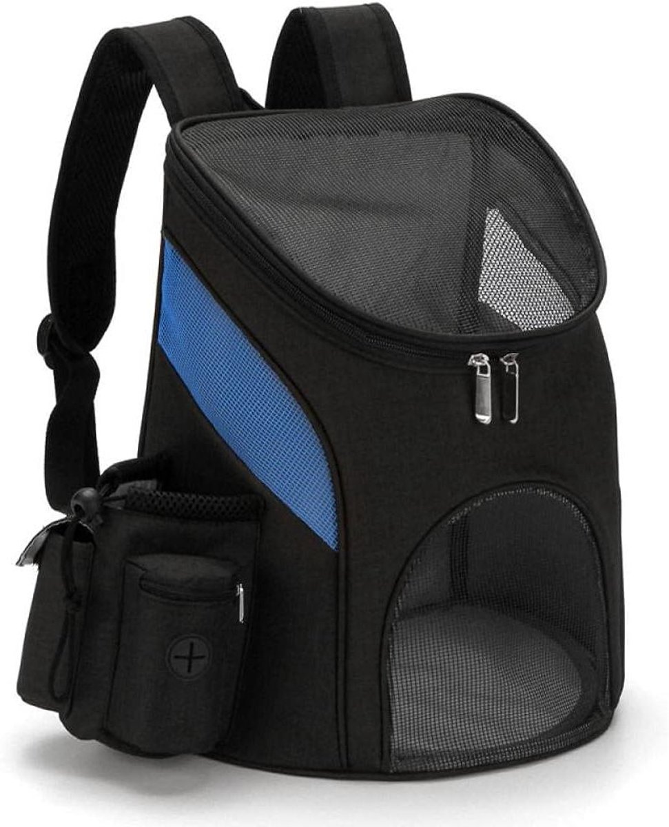 Huisdier Rugzak - Draagbare Draagtas - Outdoor Uitjes - Ademend Ontwerp - 45x36x31cm - Zwart Blauw