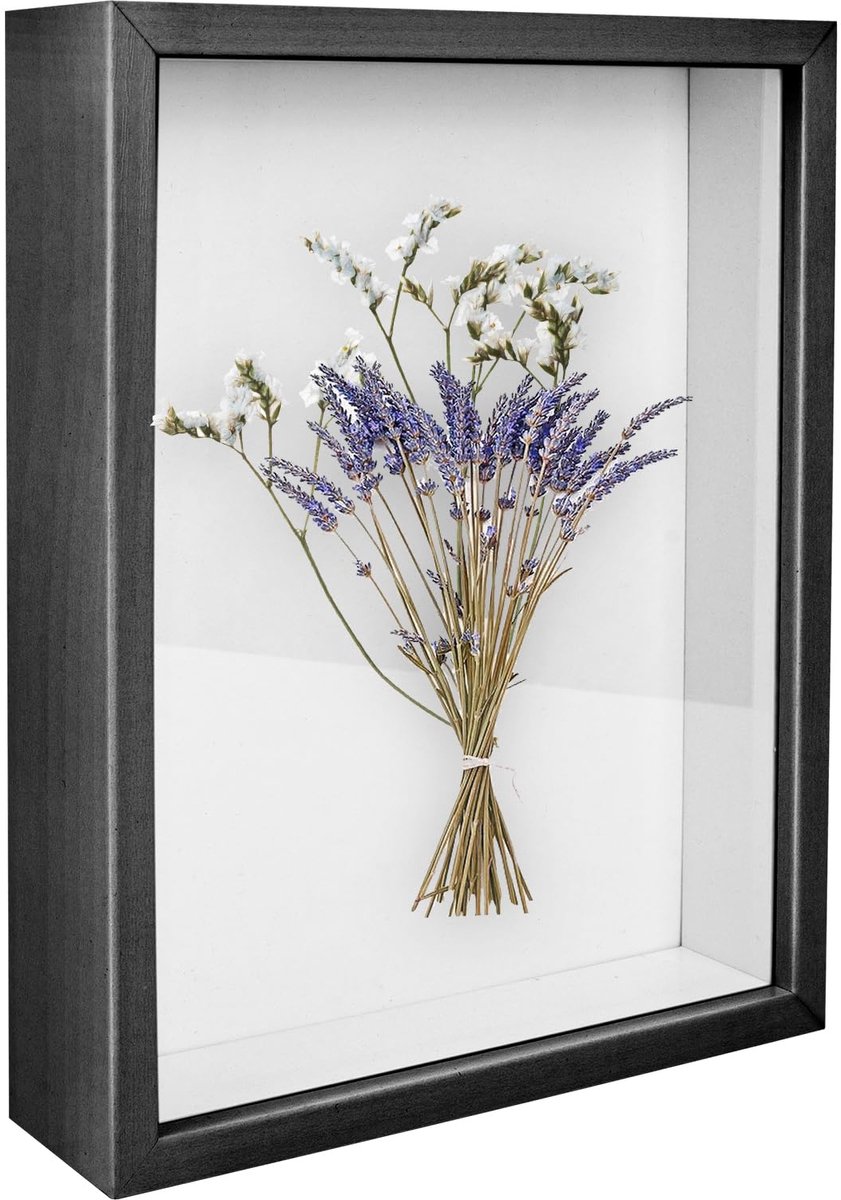 Fotolijst 27 x 22 cm Fotolijstje diepe houten voorwerpen, frame voor 3D-vulling, fotolijstje, diepte, doos met glas, voor muur of bureau, familiesouvenirs (binnenframe 24,5 x 19,5 cm)