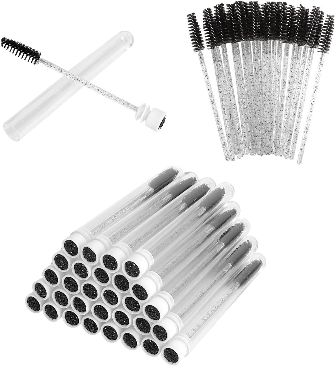 30 stuks wimperborstels met hoes, ideale tools voor wimperverlenging en make-up, perfect voor onderweg en wenkbrauwen