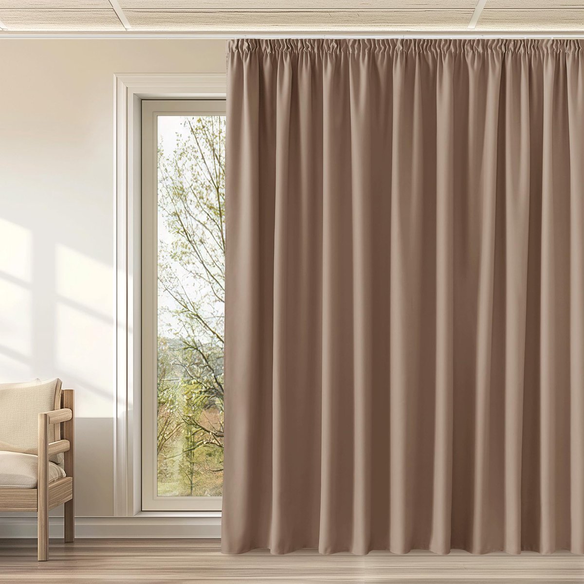Warmte-isolerende Verduisteringsgordijnen Plooiband, Gordijnen voor Woonkamer en Slaapkamer, Modern Design, Plooiband,300B x 240H cm (1 Panelen),Cappuccino