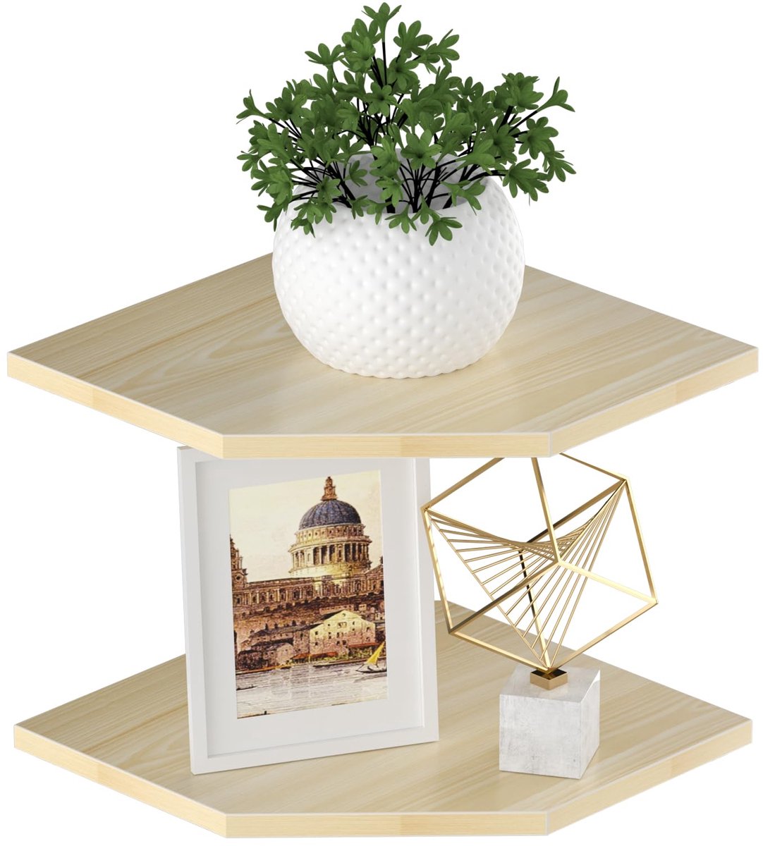 Zwevende hoekplanken, set van 2 zwevende planken met draadgat voor bluetooth-luidsprekers, wandopslag, wandplanken voor slaapkamerdecoratie, kantoordecoratie, woonkamerdecoratie (42,4 cm, lichtwit