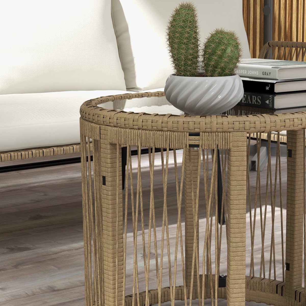 YYchan loungeset voor buiten - 3 personen - met kussens - wit - 122 x 79 x 75 cm