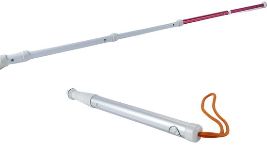 Telescopische blindenstok met reflecterende tape, antislip, schokbestendige stok voor slechtzienden — afbeelding 2