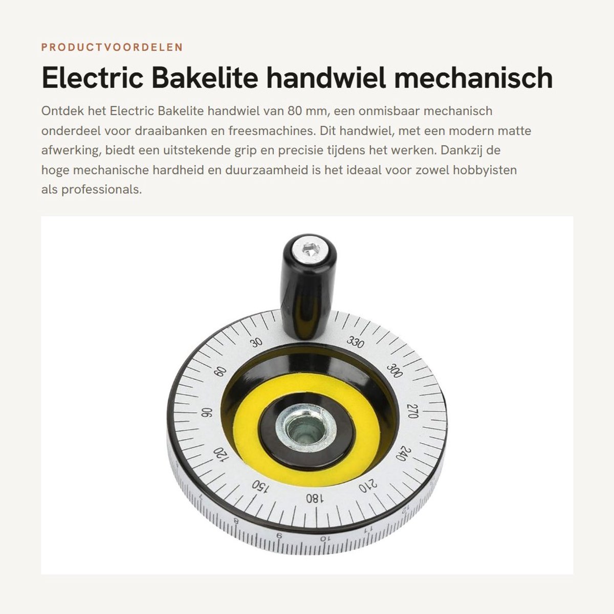 Dailygoods - Electric Bakelite handwiel - mechanisch onderdeel - mat - 80 mm - duurzaam - geschikt voor draaibanken en freesmachines