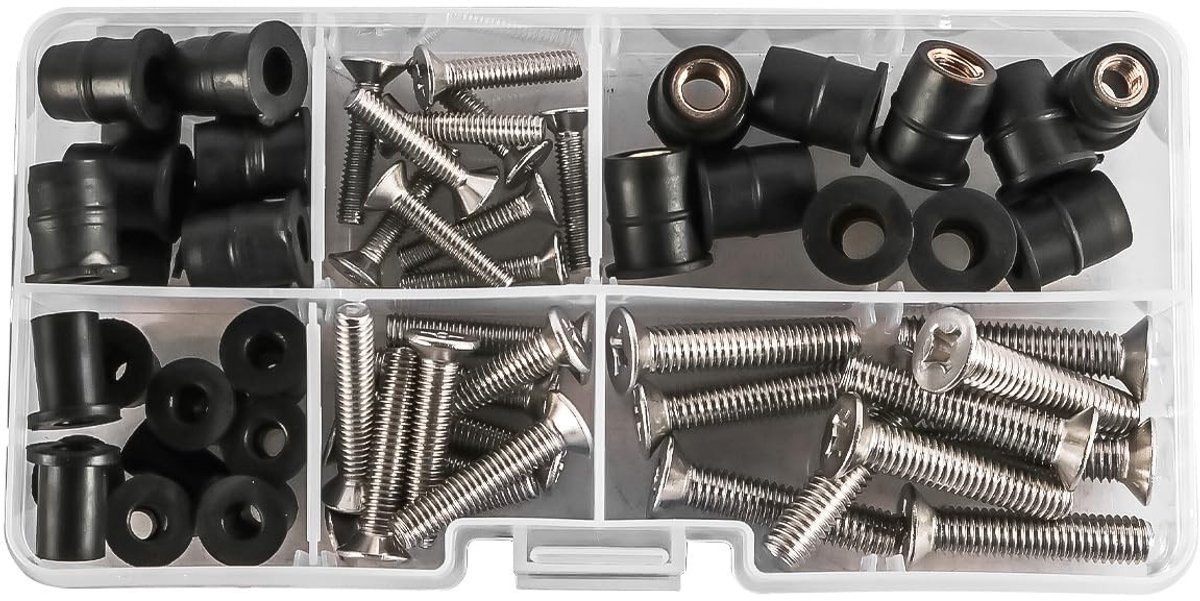 Dailygoods - 60-delige Bout en Moerset M4 M5 M6 met Rubberen Moeren