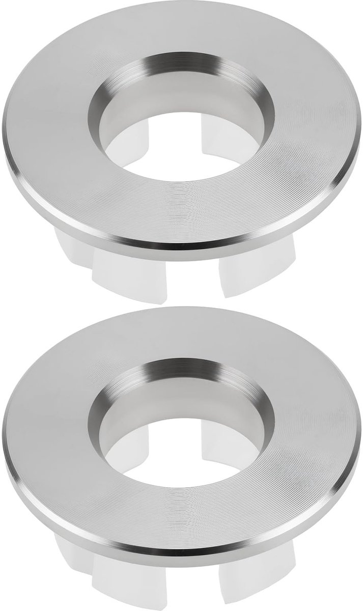 Dailygoods- Sifon Afdekkingen 2x Decoratief - Roestvrij Staal/Kunststof - Geschikt voor Overloopgaten 22-24mm - Buitendiameter 30mm - Hoogte 13mm - Duurzaam - Gootsteenafdekkingen