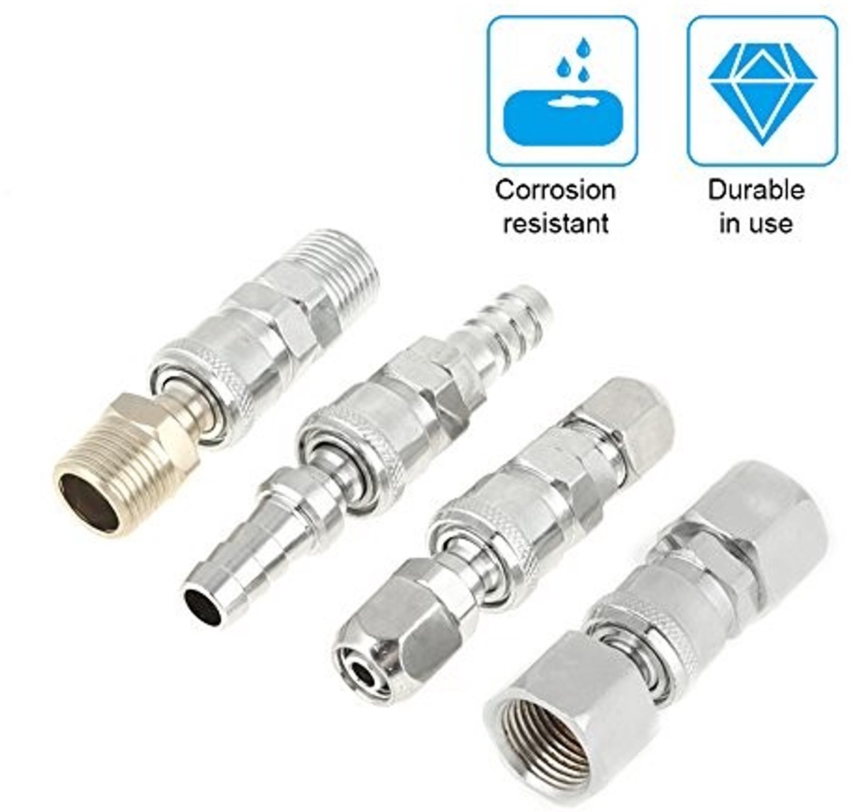 Dailygoods- Luchtkoppeling Set - 8 Stuks - BSP 1/2 Inch - Snelle Aansluiting - Industrieel Type C - IJzer (verzinkt) - Gewicht 515g - Luchtverbinding