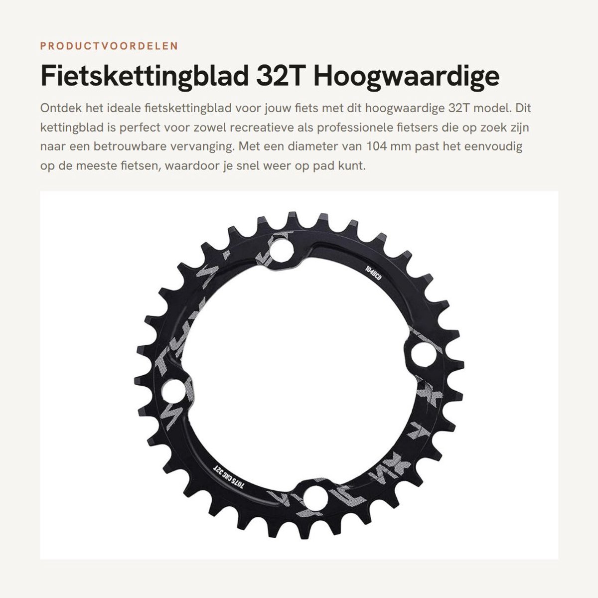 Dailygoods- Kettingblad 32/34/36/38T - 104mm Beugel - Aluminium Legering - Hoogwaardige Kwaliteit - Lichtgewicht - Eenvoudige Installatie - Fietsblad