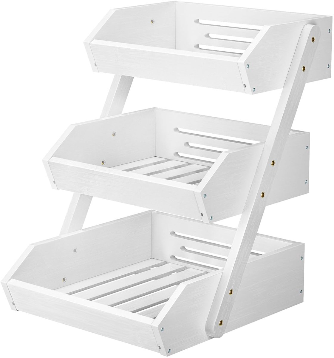 3-Tier Bamboe Fruit Mandhouder, Wit