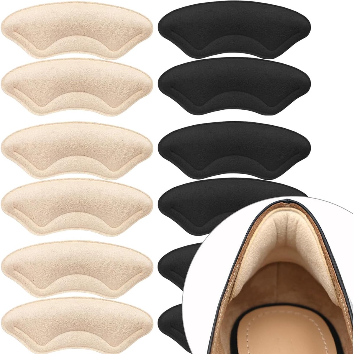 Hielkussentjes, 6 paar lijm, antislip hielbescherming voor te grote schoenen tegen blaren, schoeninlegzolen voor losse schoenen, vulmiddel voor verbeterde schoenpasvorm en comfort, hielkussens voor