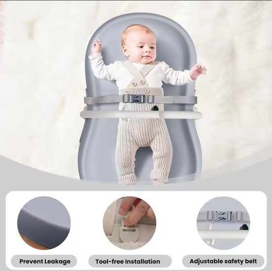 Mogi Products - Ergonomisch Aankleedkussen met Speelboog - Waskussen met Veiligheidsgordel - Aankleedmat Baby - Grijs/Wit — afbeelding 3