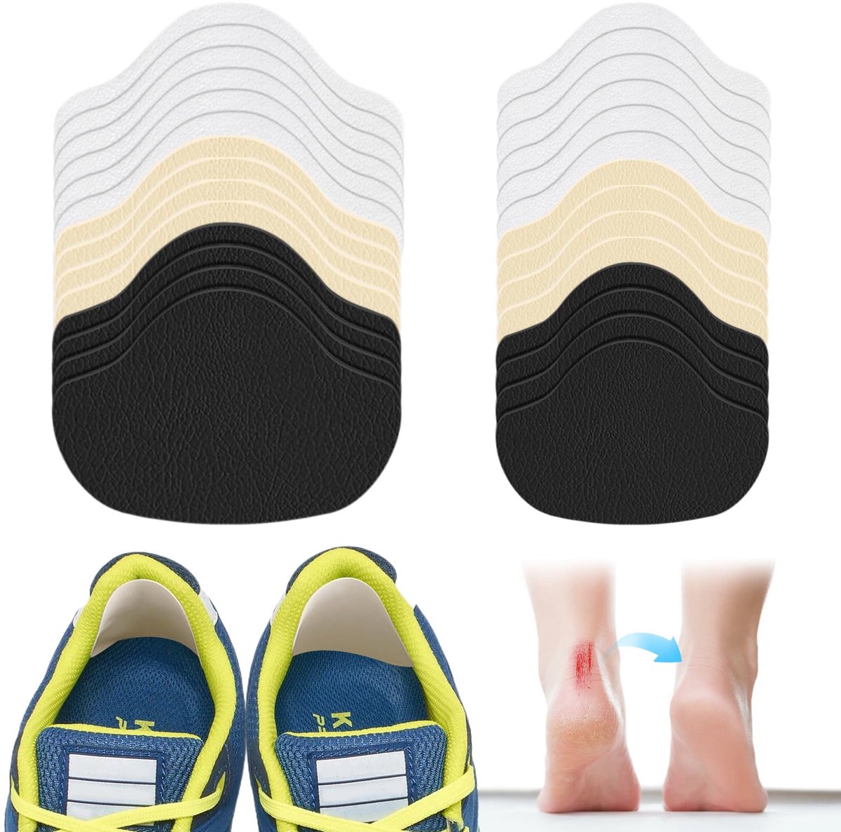 14 paar schoenhielreparaties, twee maten, hielkussens, sneakers, reparatiepatch, zelfklevende schoenhielreparatie, schoenhielpatch, hielkussens voor schoenen voor leren of sportschoenbescherming