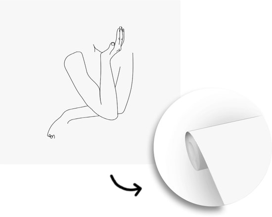 Behang - Fotobehang Line art - Vrouwen - Abstract - Handen - Breedte 280 cm x hoogte 280 cm
