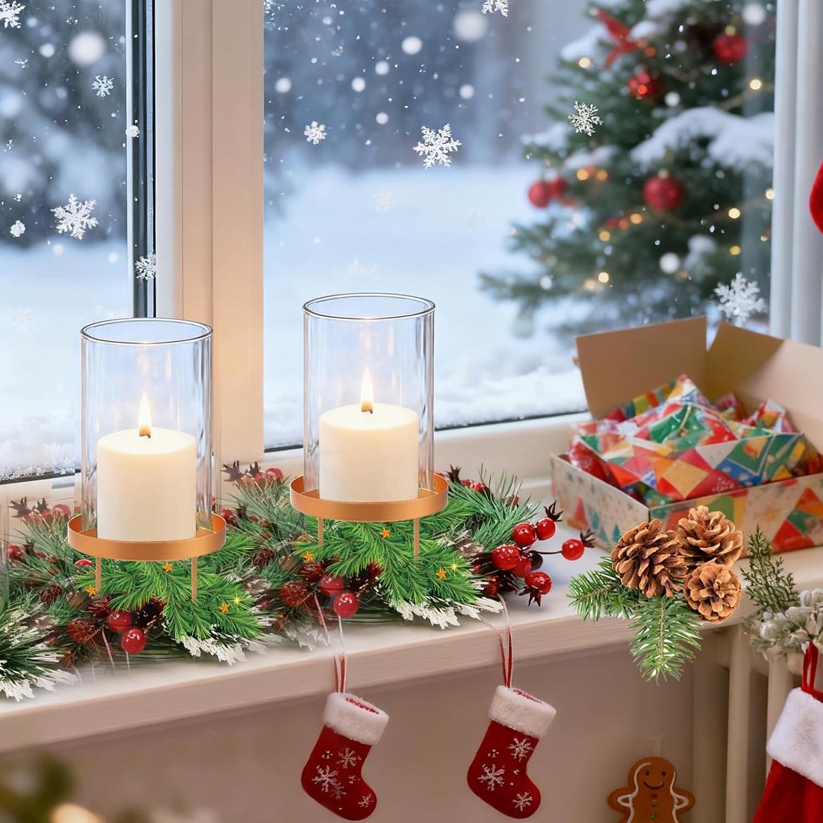 adventskrans, 4 stuks kandelaars voor Kerstmis, 8 cm, goudkleurig, kaarsenhouder om in te steken, stompkaarsen, staafkaarsenhouder voor adventskrans, Kerstmis, tafeldecoratie (goud-B)