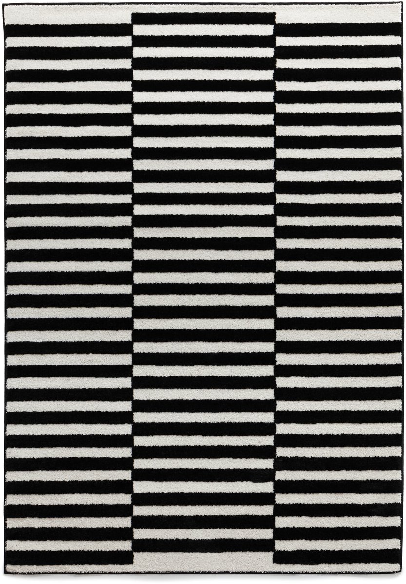 Laagpolig vloerkleed - Nivo Step crème/zwart 200x300 cm
